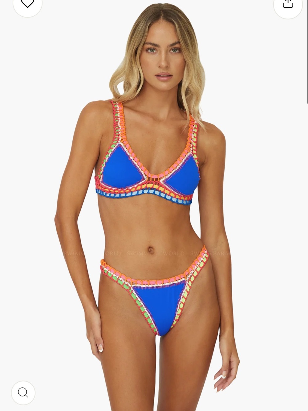 PQ x Ferrarini Blue Crochet-Trim Bikini Set